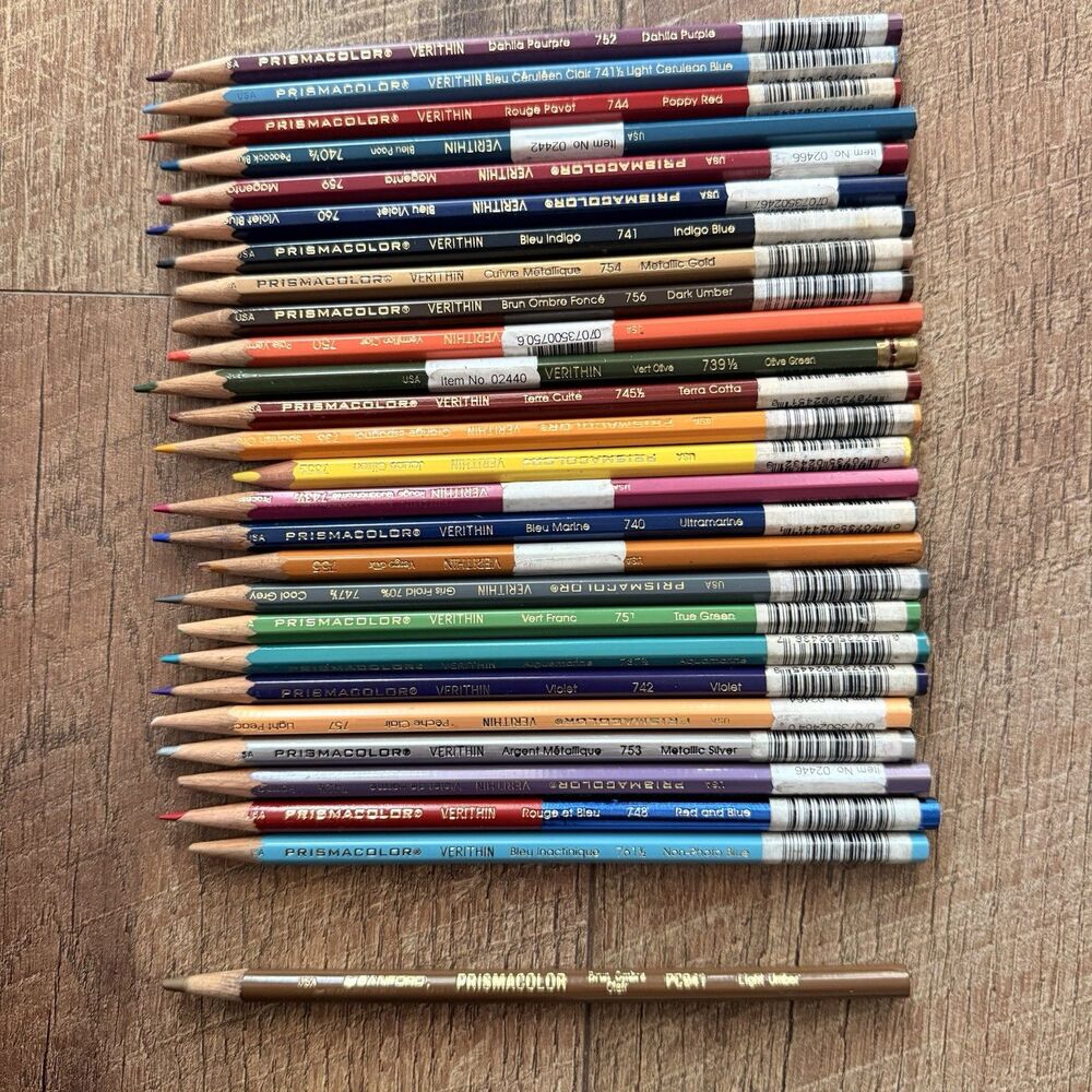 Lot of 26 - Prismacolor Verithin Colored Pencils Mixed Colors W/ Non-Photo Blue